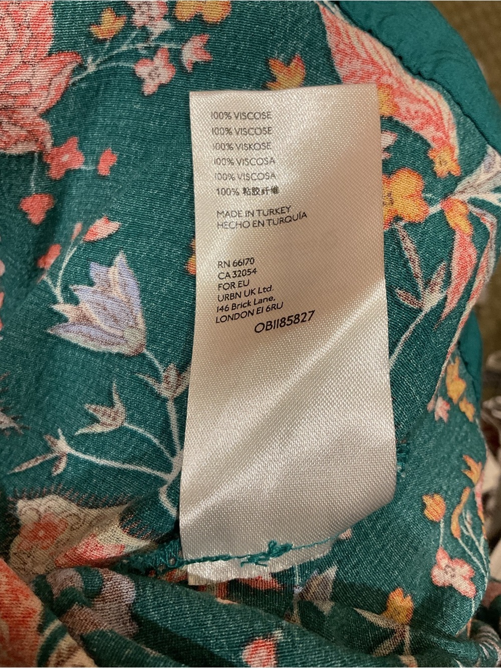 Anthropologie Zenia Floral Dark Teal V-Neck Flutter Sleeve Mini Dress Size XS - Picture 8 of 8